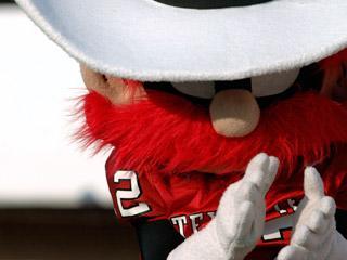 A cheerful mascot with a bright red beard and a white hat