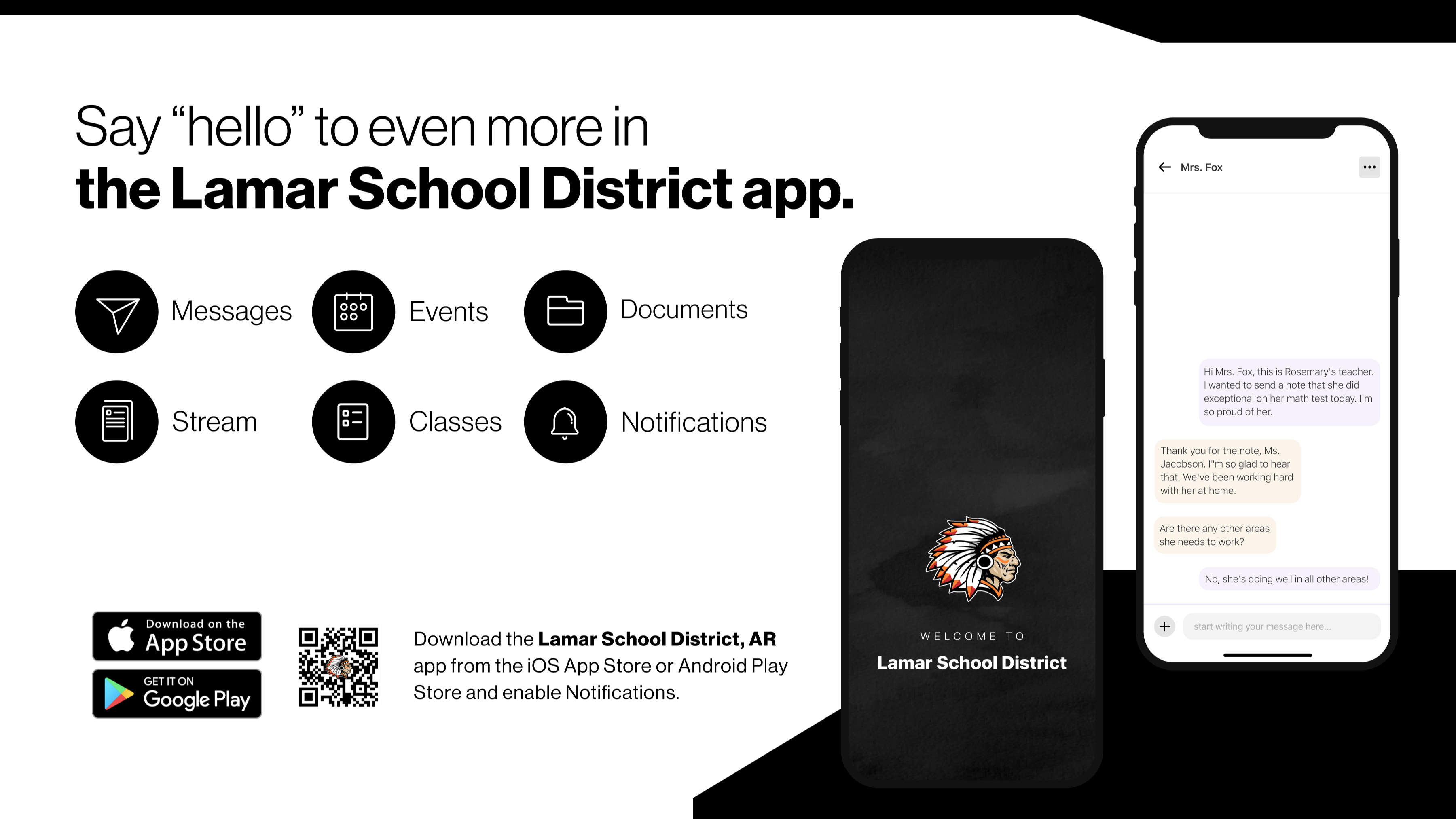 Say hello to Parent-Teacher chat in the new Rooms app. Download the Lamar School District app in the Google Play or Apple App store