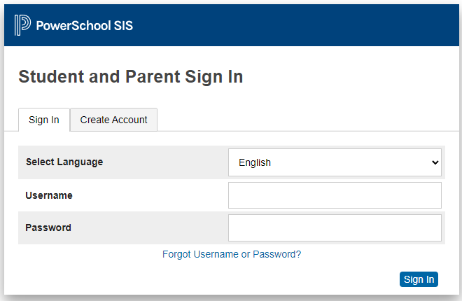 Student Parent Login English