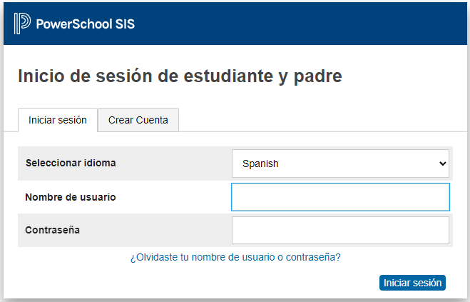 Student Parent Login Spanish