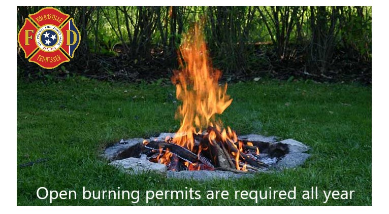 open burning permits are required all year long banner with fire in background