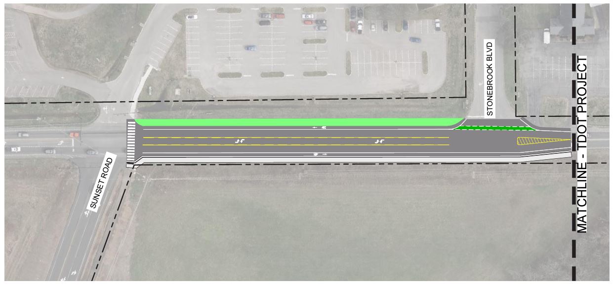 Northern extension to Sunset Road intersection