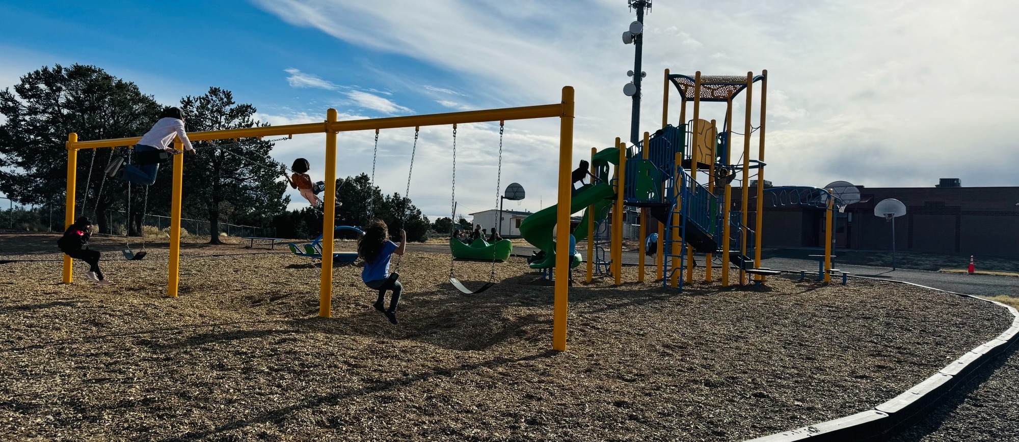 The David Skeet playground, with snow on the ground.