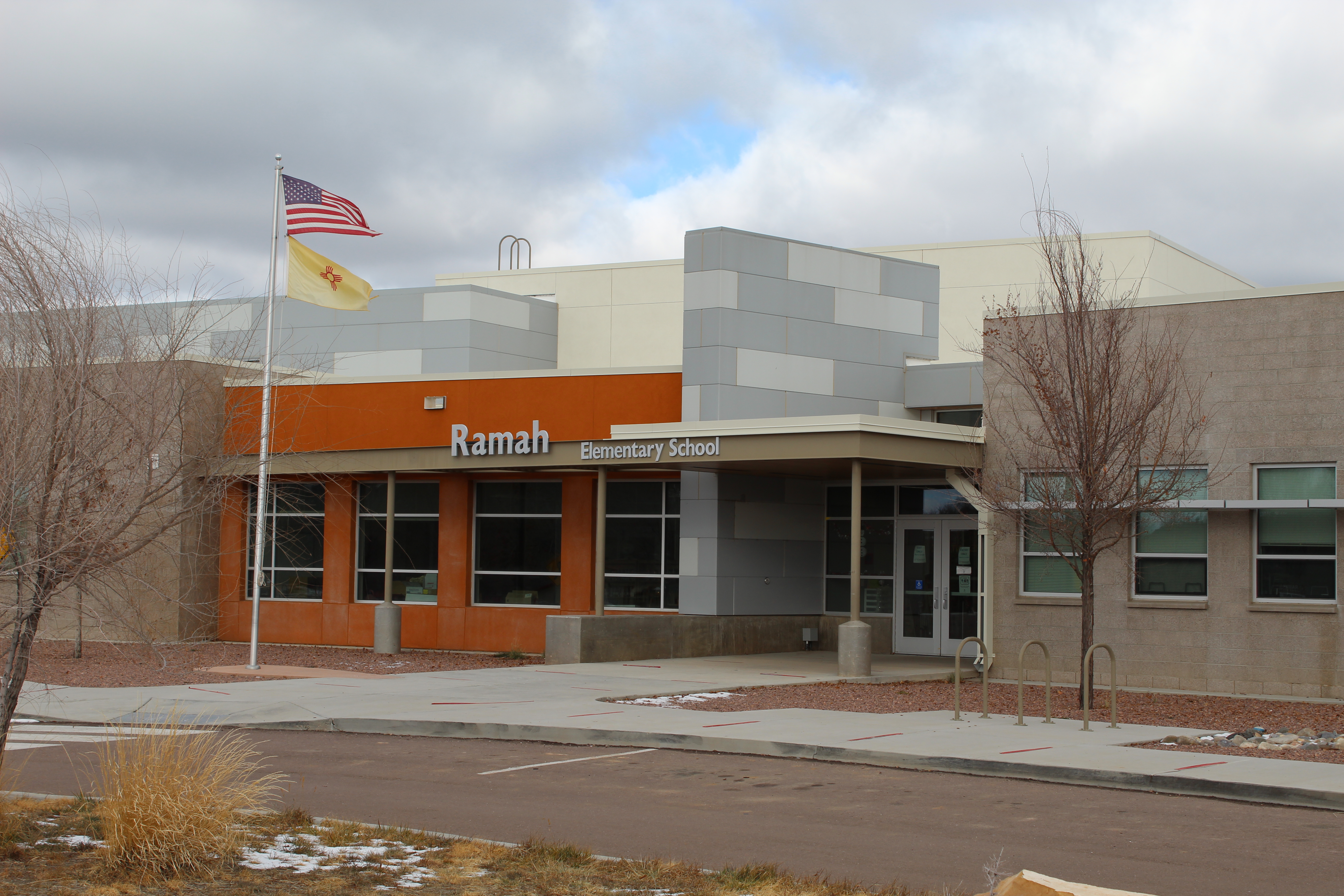 The orange and gray facade of Ramah Elementary.