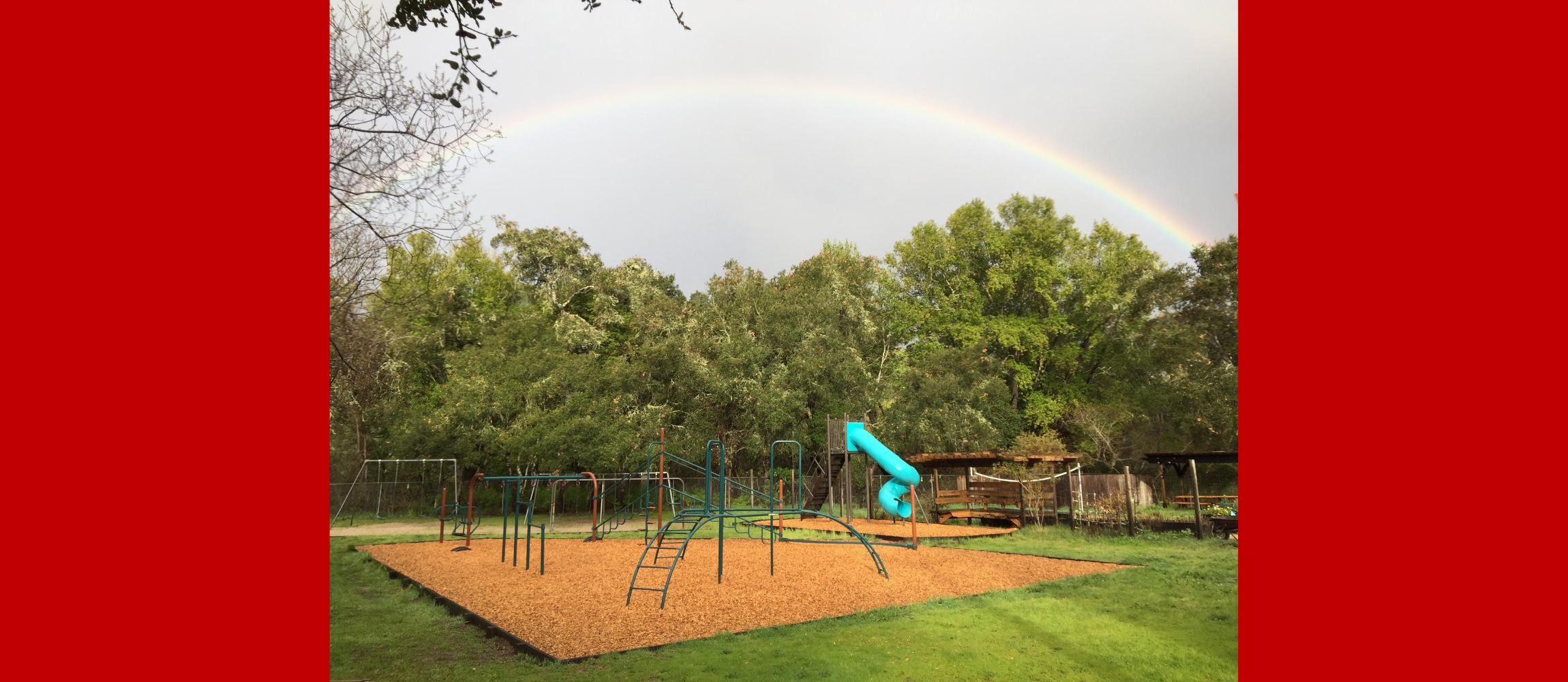 Rainbow over playground