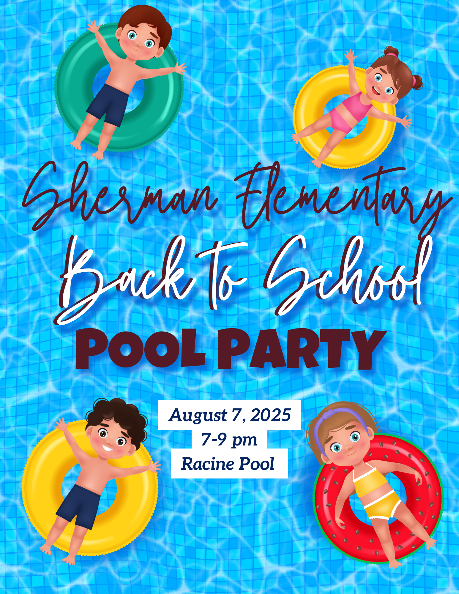 Back to school pool party invitation