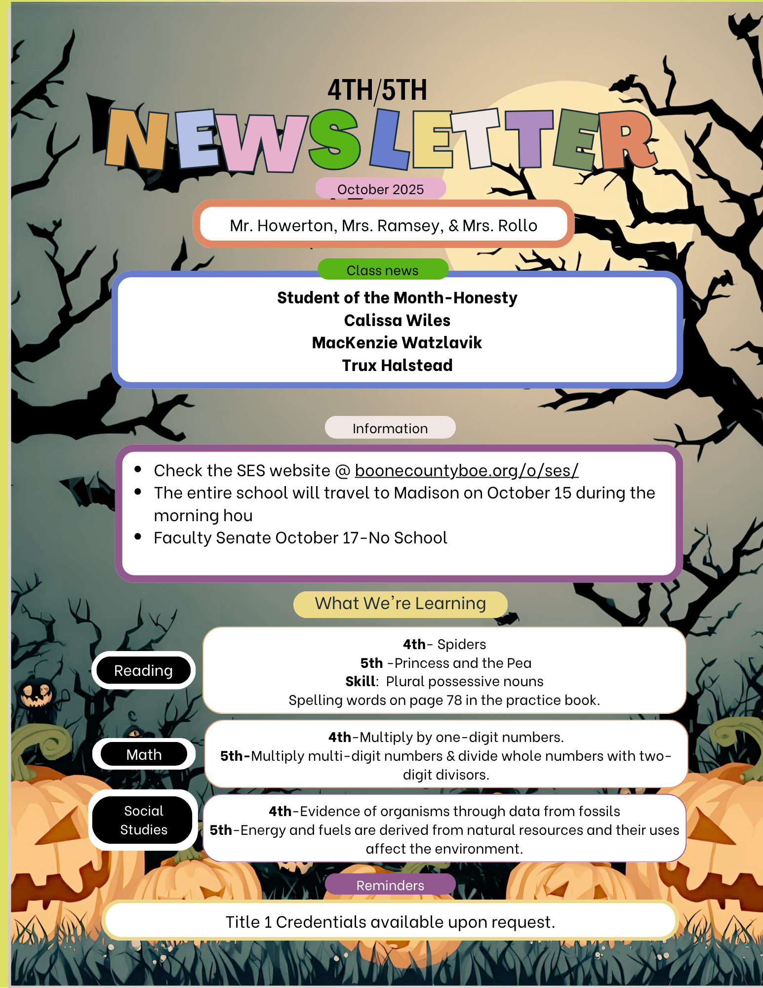 Newsletter for October