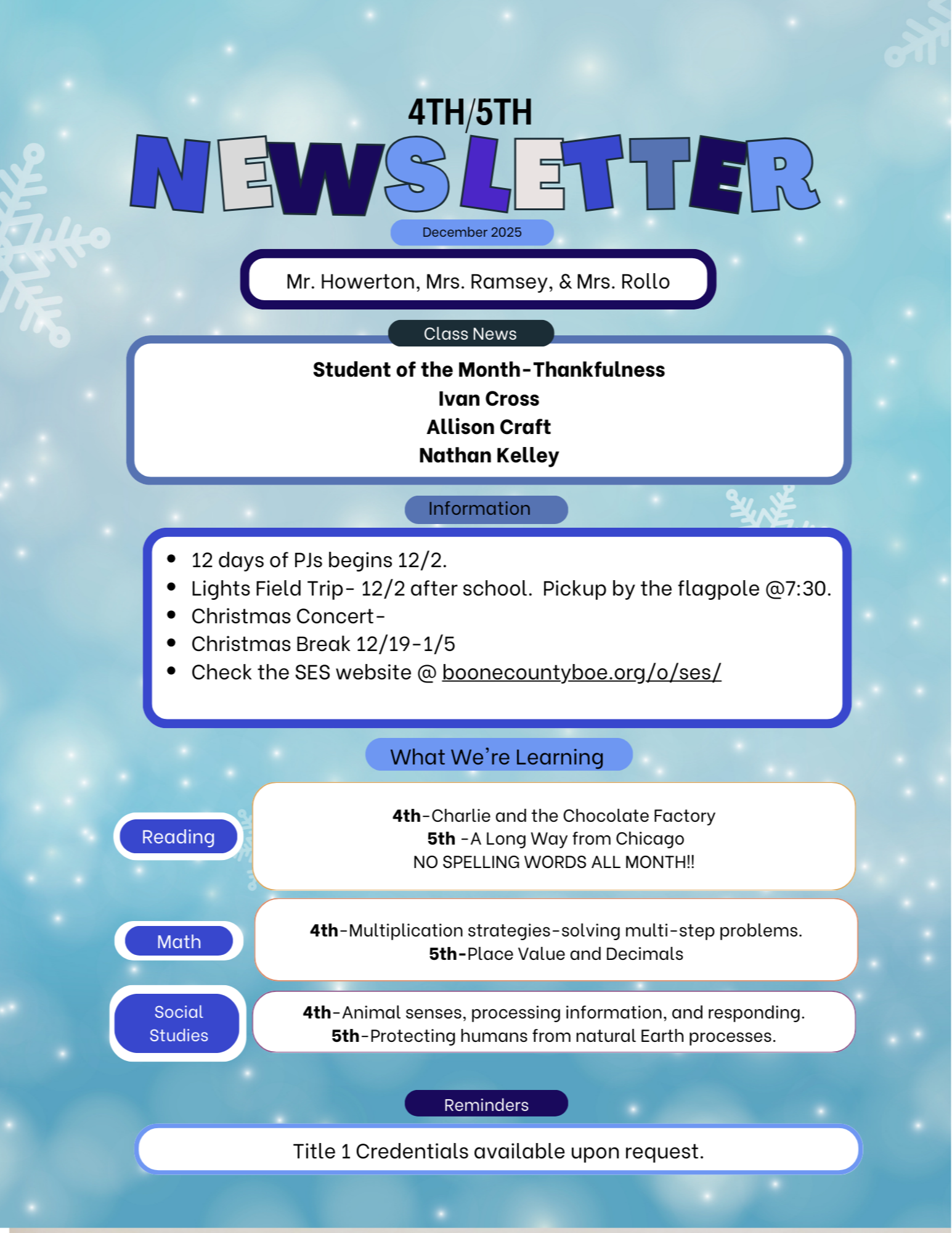 Newsletter for December