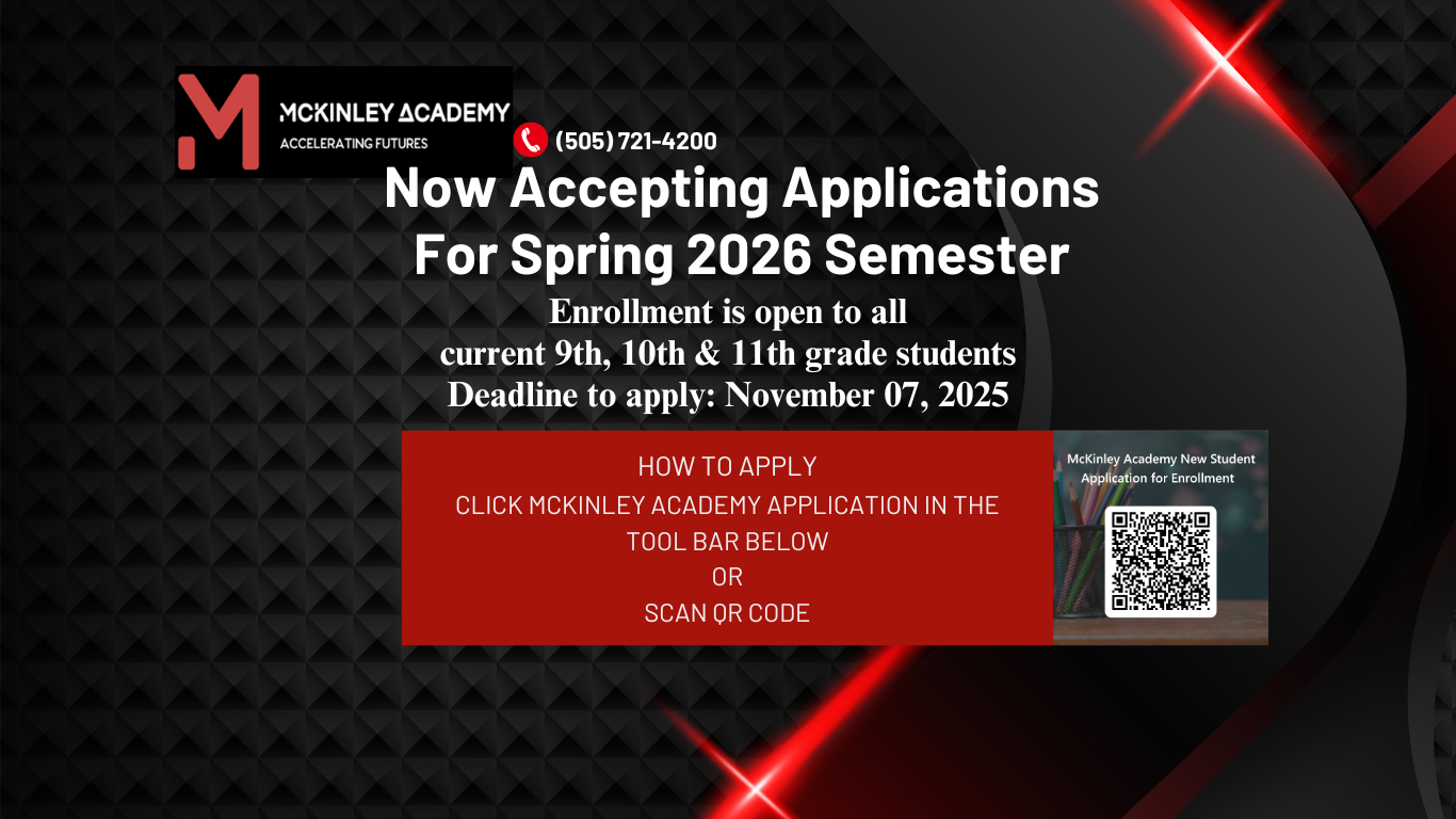McKinley Academy Spring 2026 Application flyer