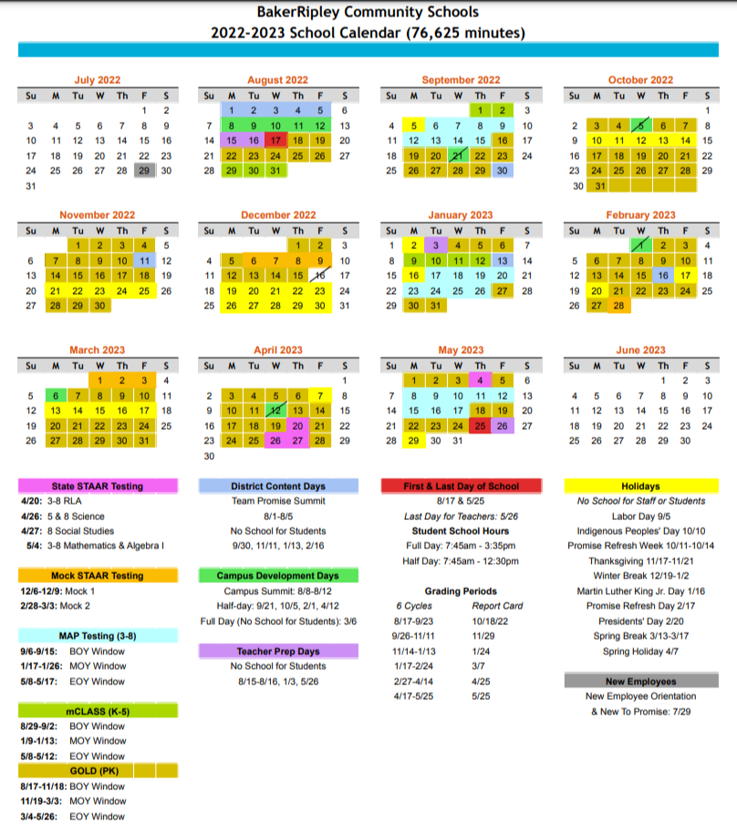 2022-2023 District Calendar | BakerRipley Community Schools