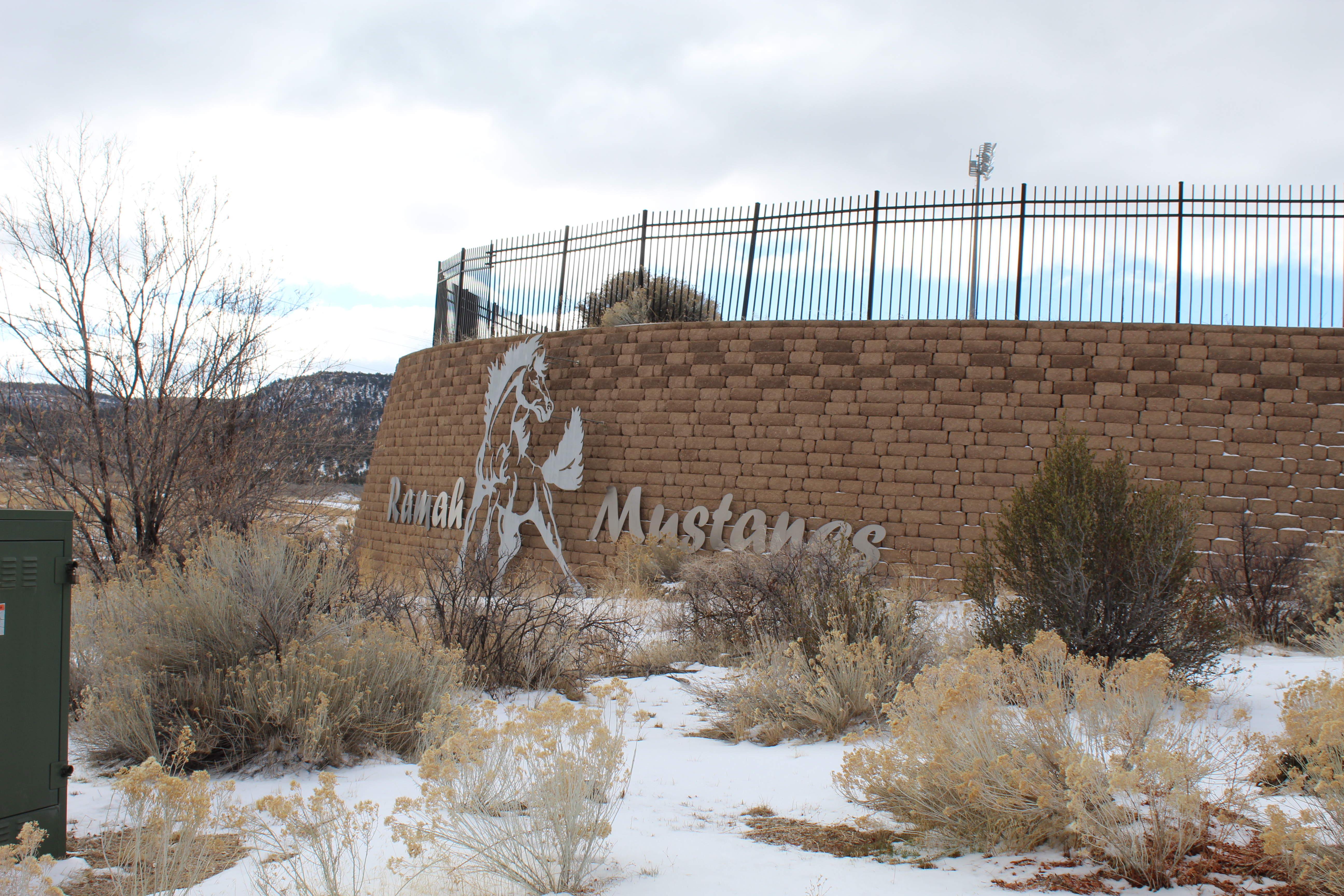 sign reads Ramah mustangs