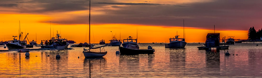 Boats in Harbor at Sunrise