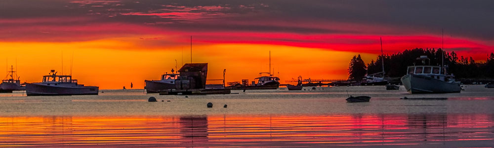 Boats in Harbor at Sunrise