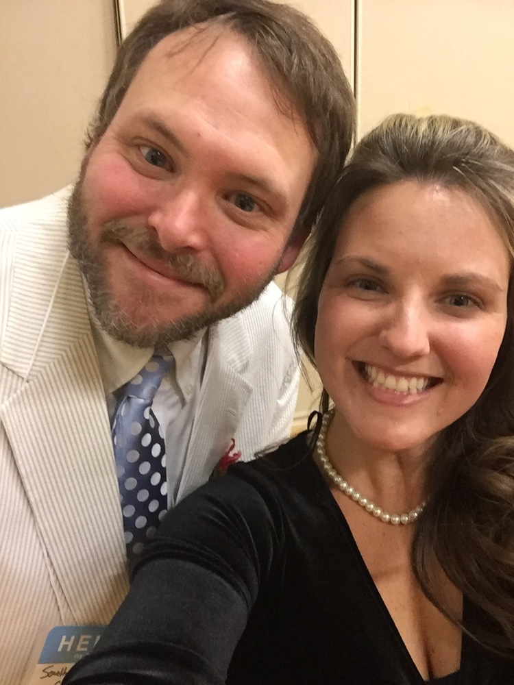 School staff selfie smiling