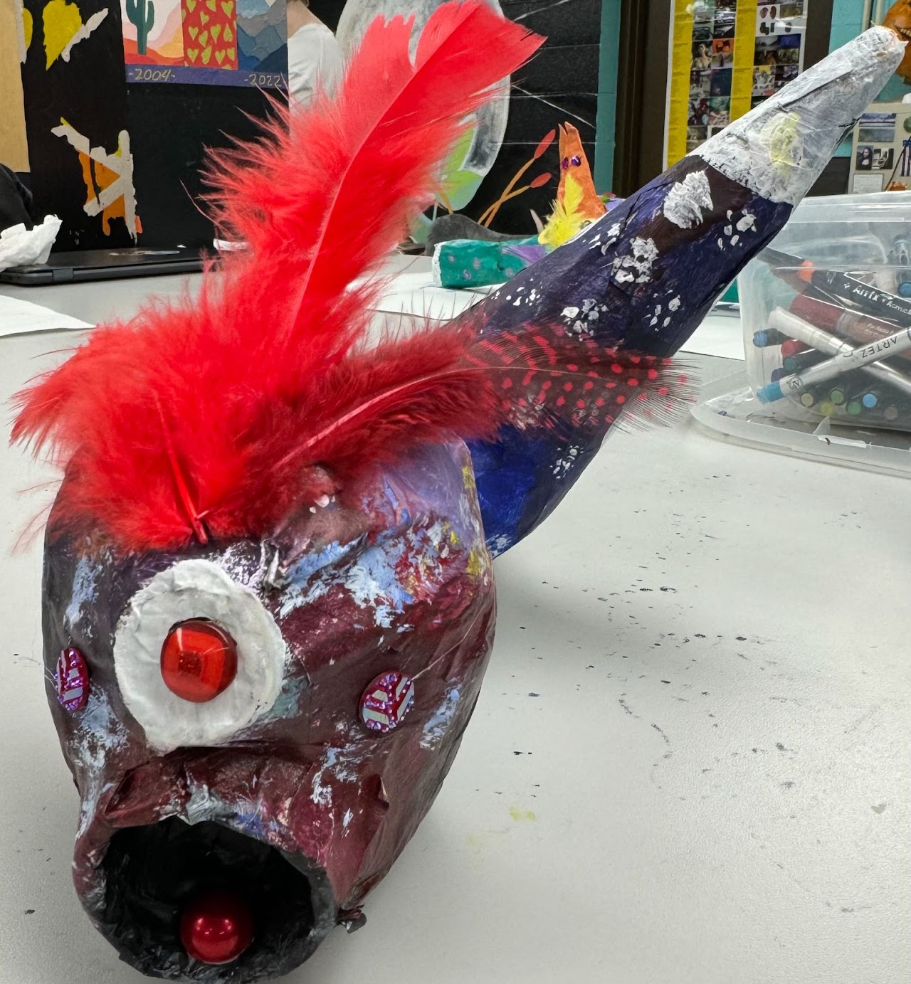 Paper-Mache Birds & Fish art