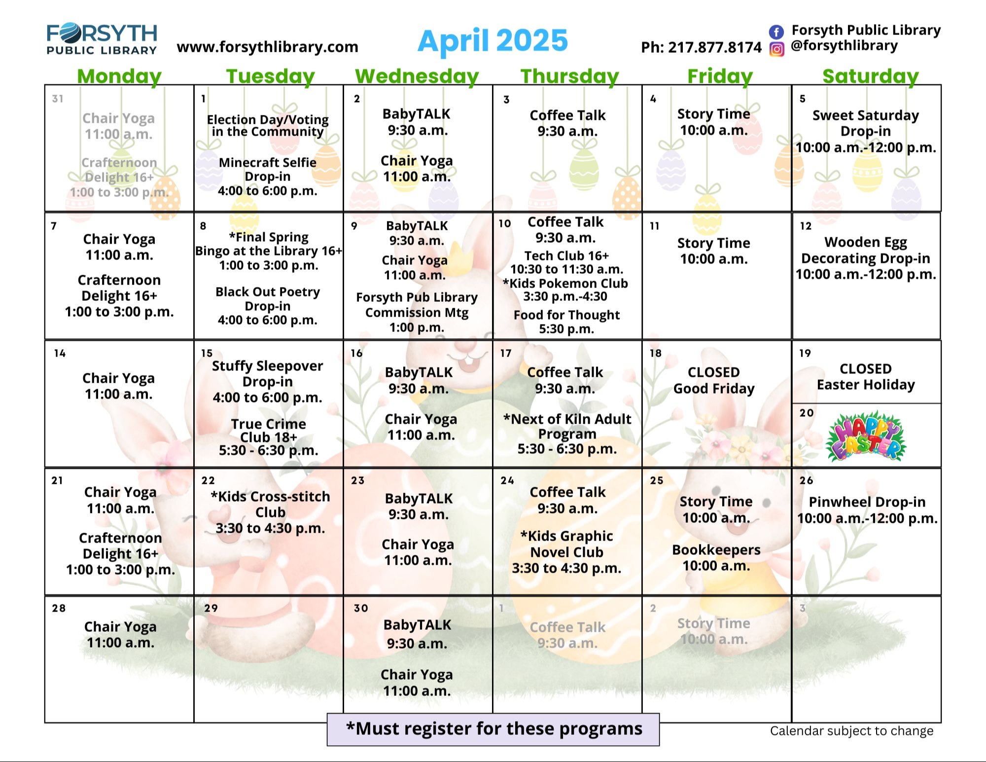 April Calendar graphic