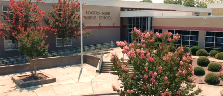 Rogers-Herr front of school