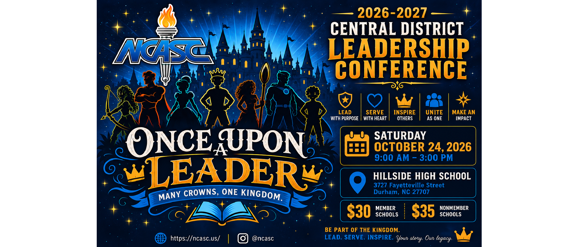NCASC Central District Leadership Conference graphic with castle and information about the event
