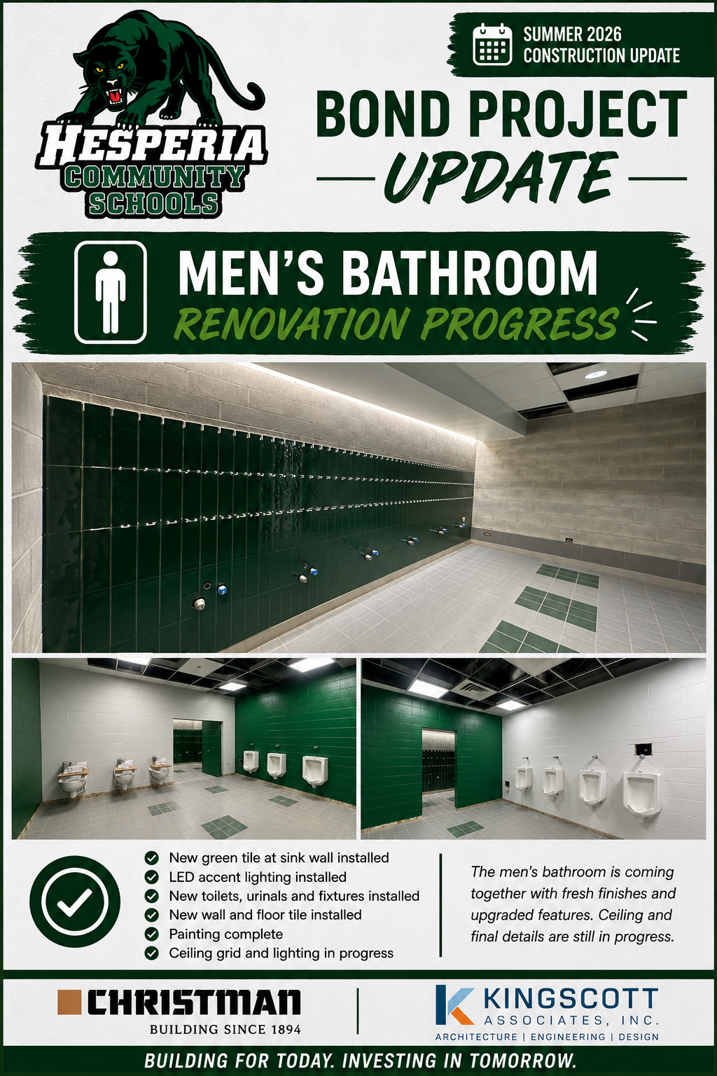 Bond Update- Men's Bathrooms