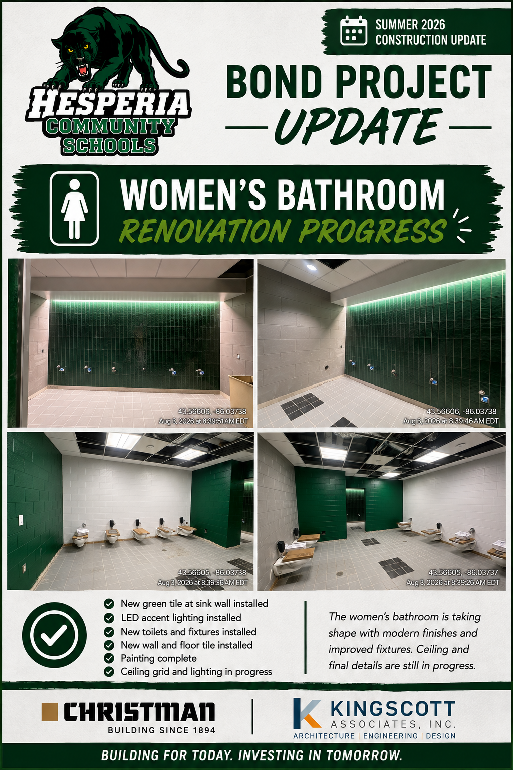 Bond Update- Women's Bathrooms