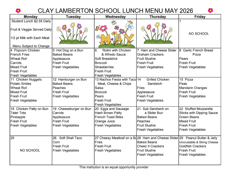 may lunch menu 