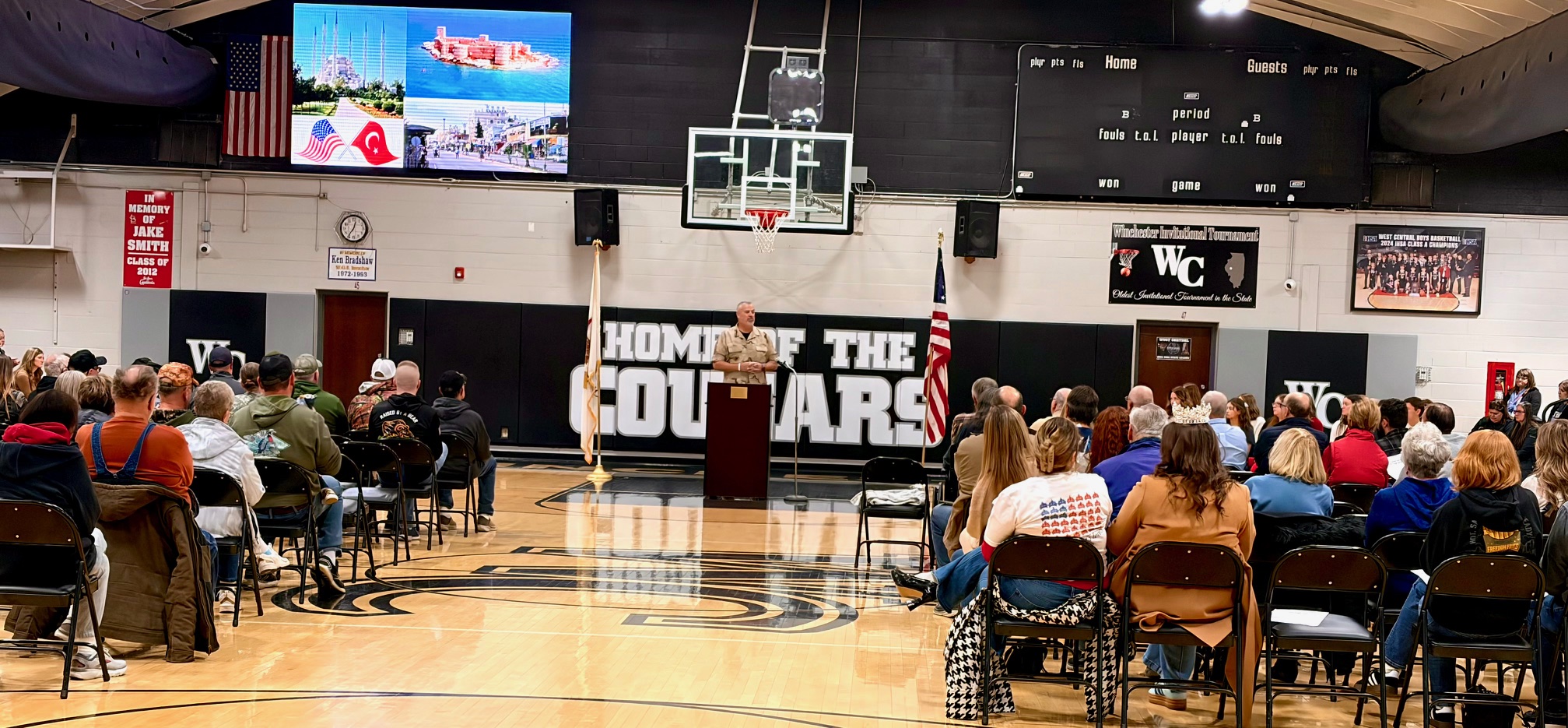Mr. Abell speaking at Veteran's Day Assembly