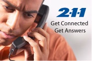 Banner indicating to call 211 for assistance