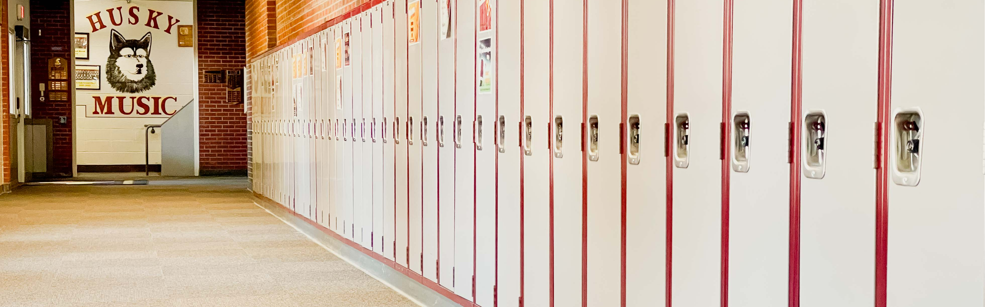 lockers with husky mural