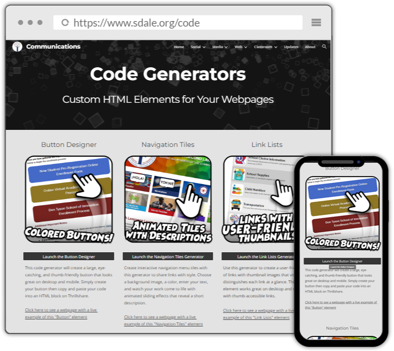A screenshot of Code Generators