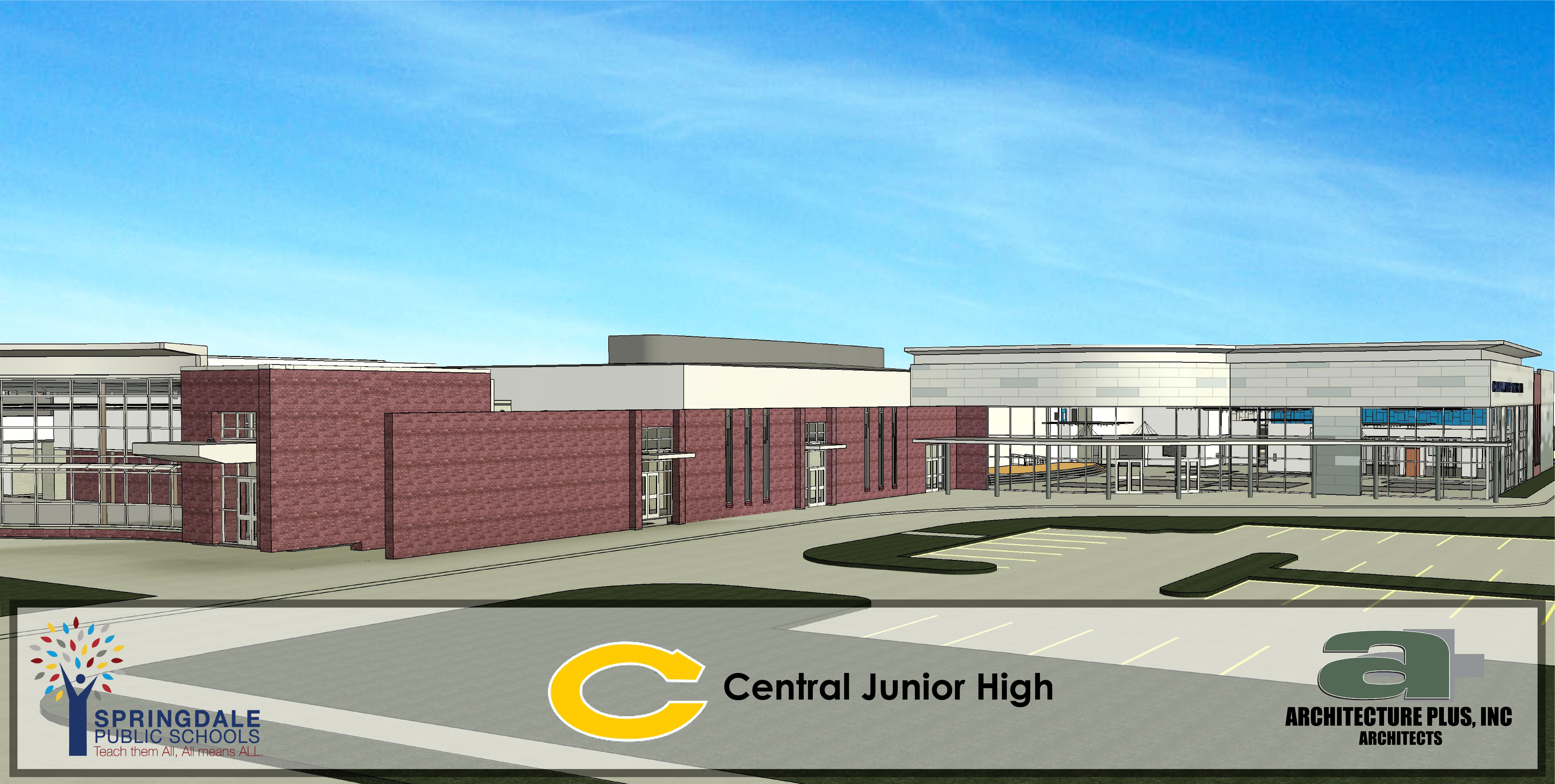 Computer image of the outside of Central Junior high