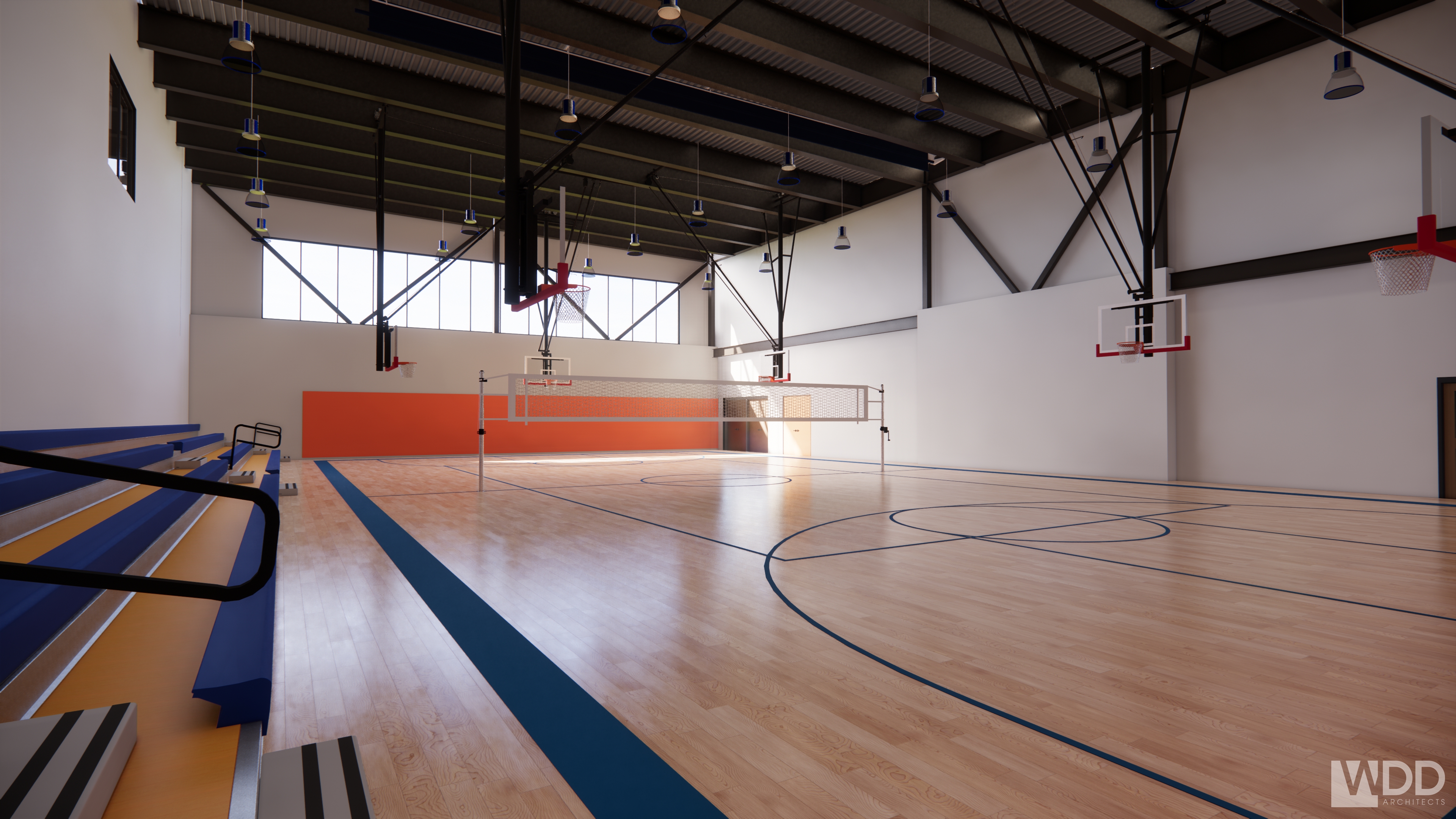 Computer image of the Gym of Southwest Junior High
