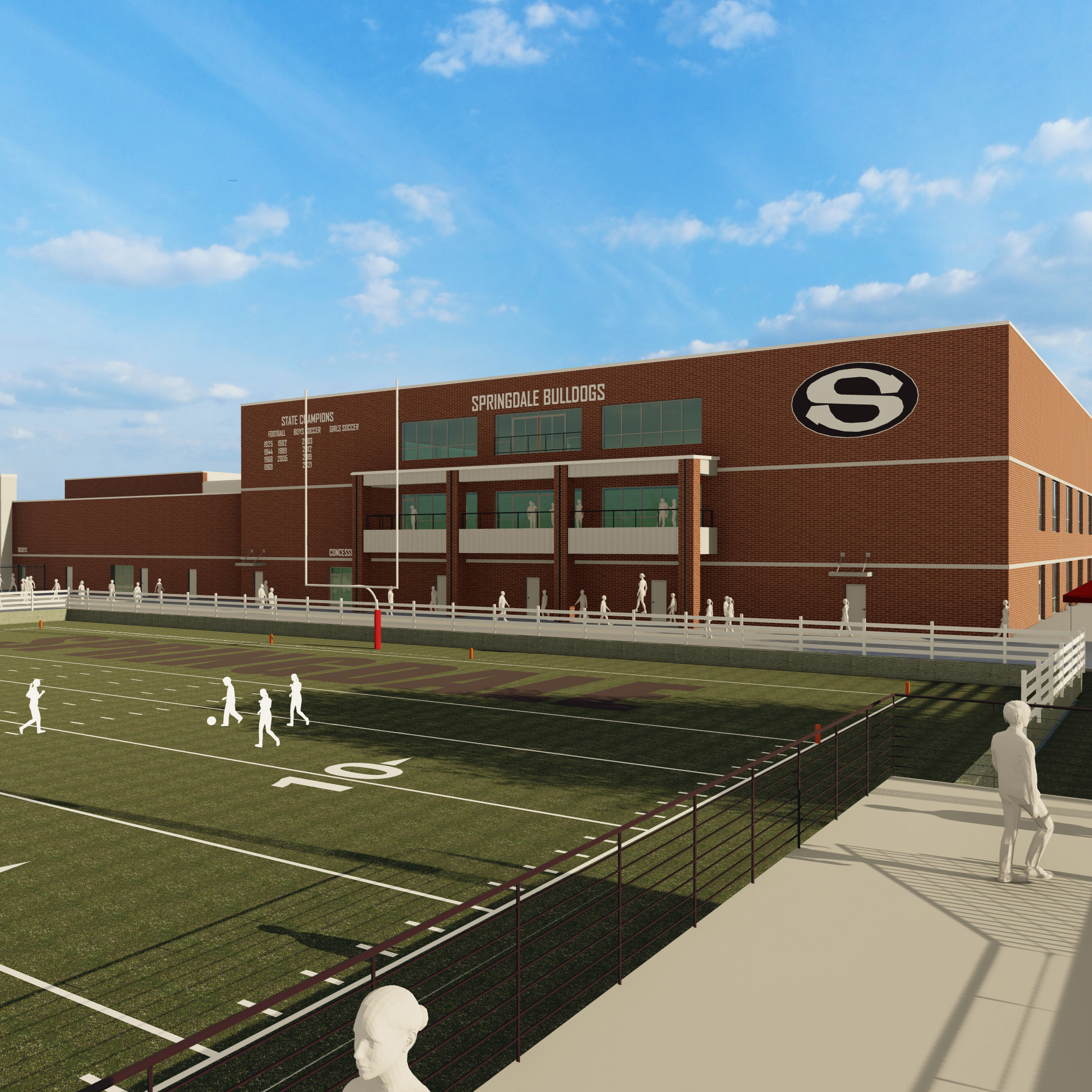 Computer image of Springdale High School  Sports building