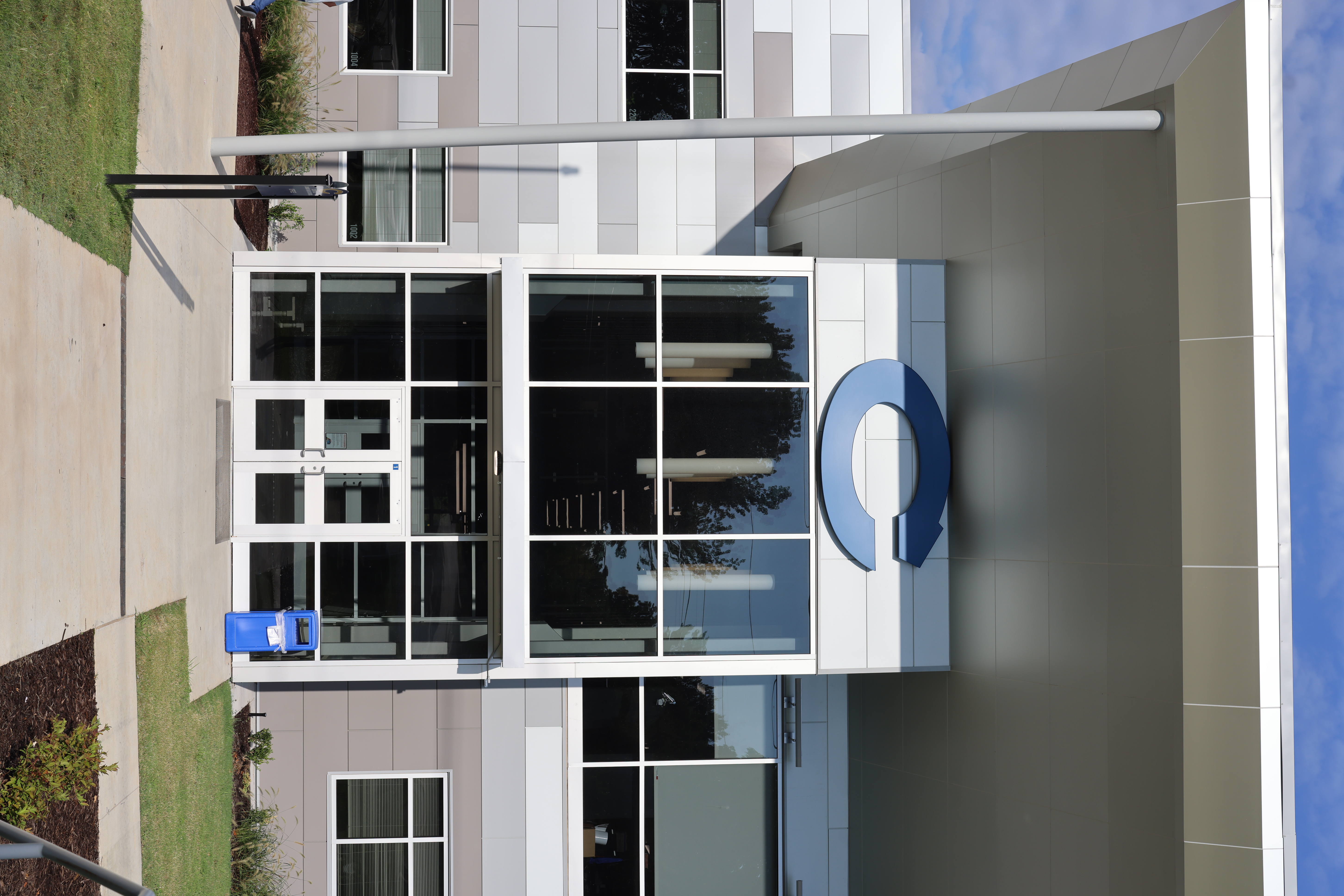 Medium view of entrance to Central Jr. High. Featuring bold Central Jr. High Logo. Springdale, AR.