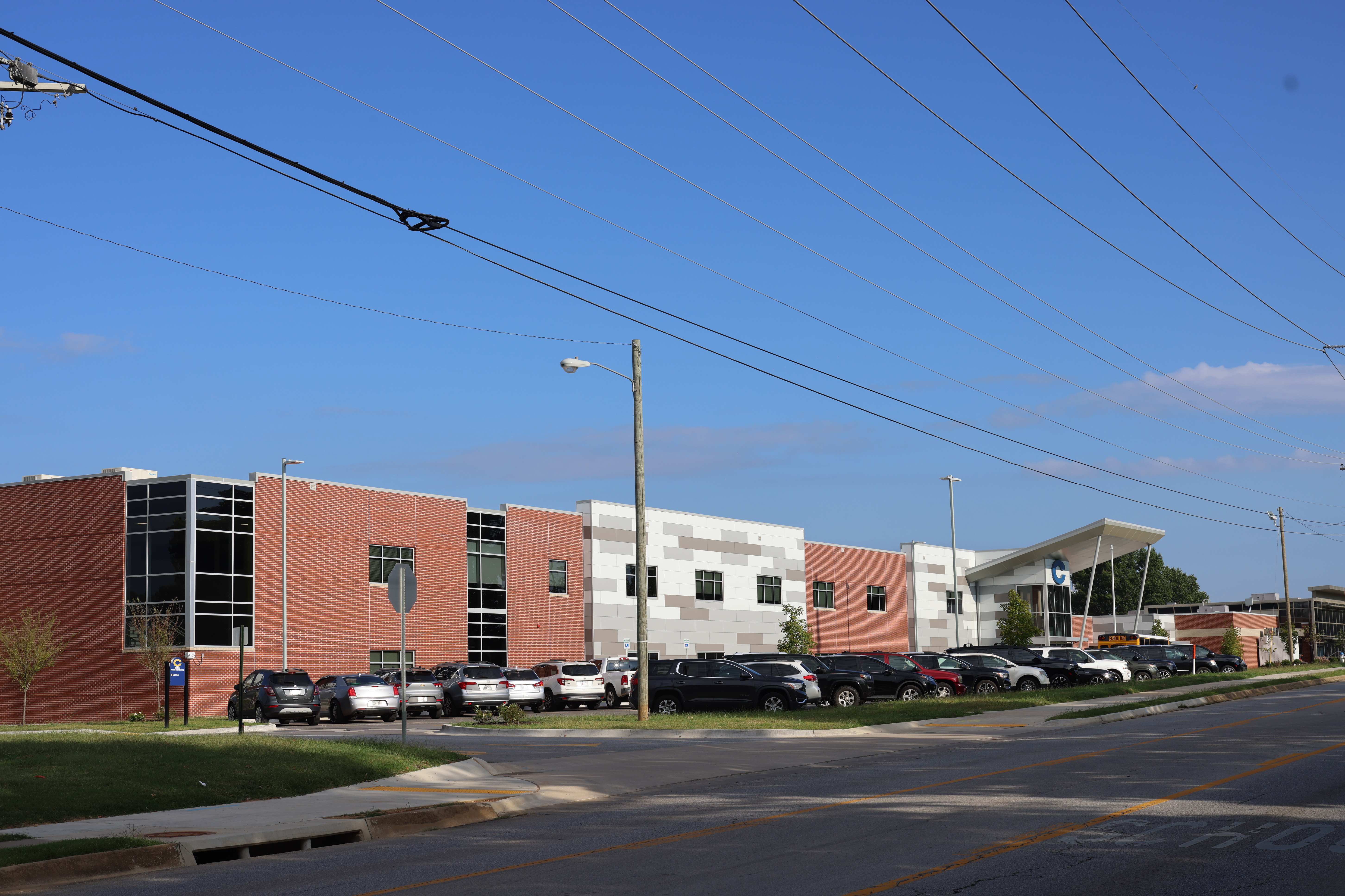 Wide shot of new construction at Central Jr. High in  Springdale, AR.