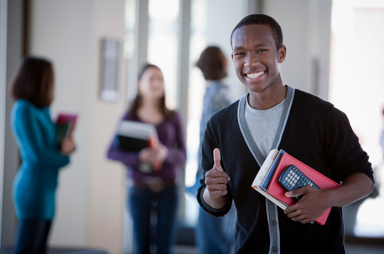 Students in the school hallway