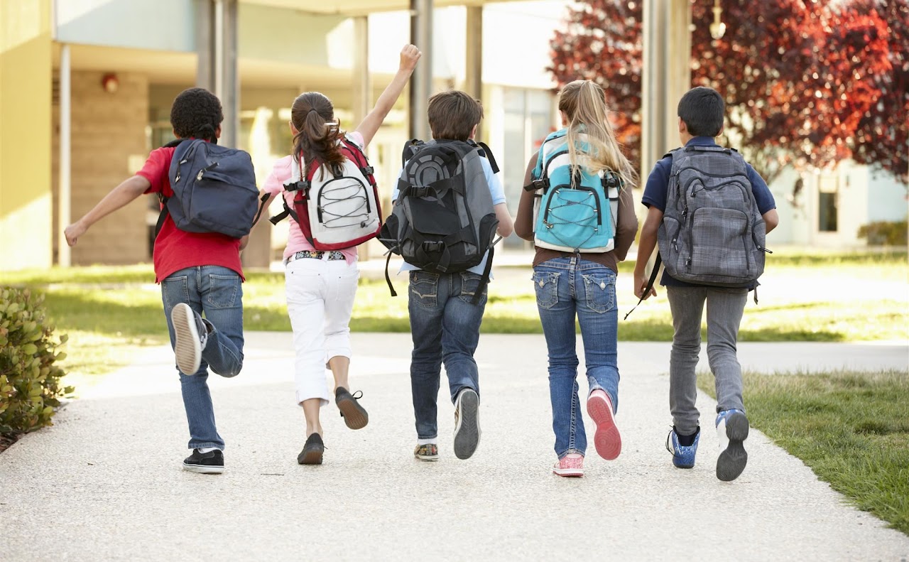 Children walking to school.