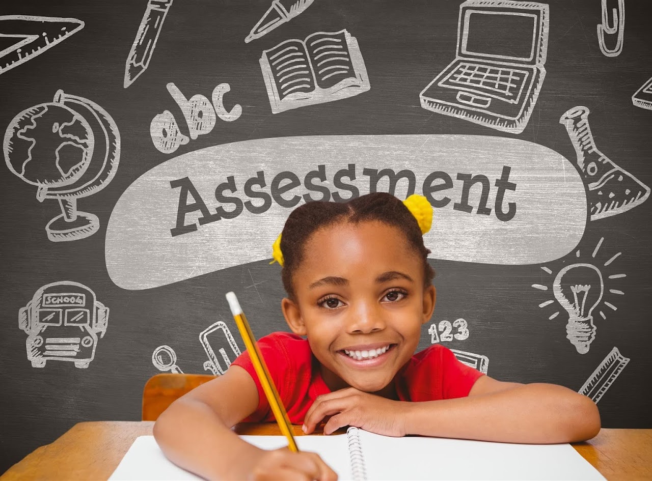 Smiling girl during assessment.