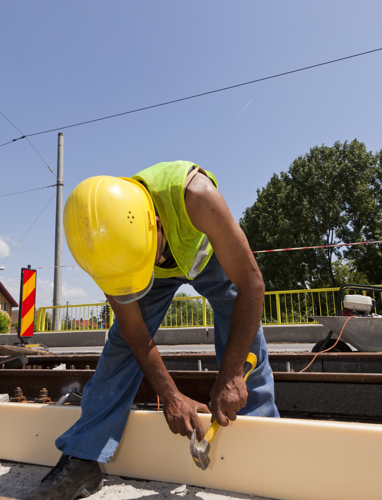 Construction worker hammering.