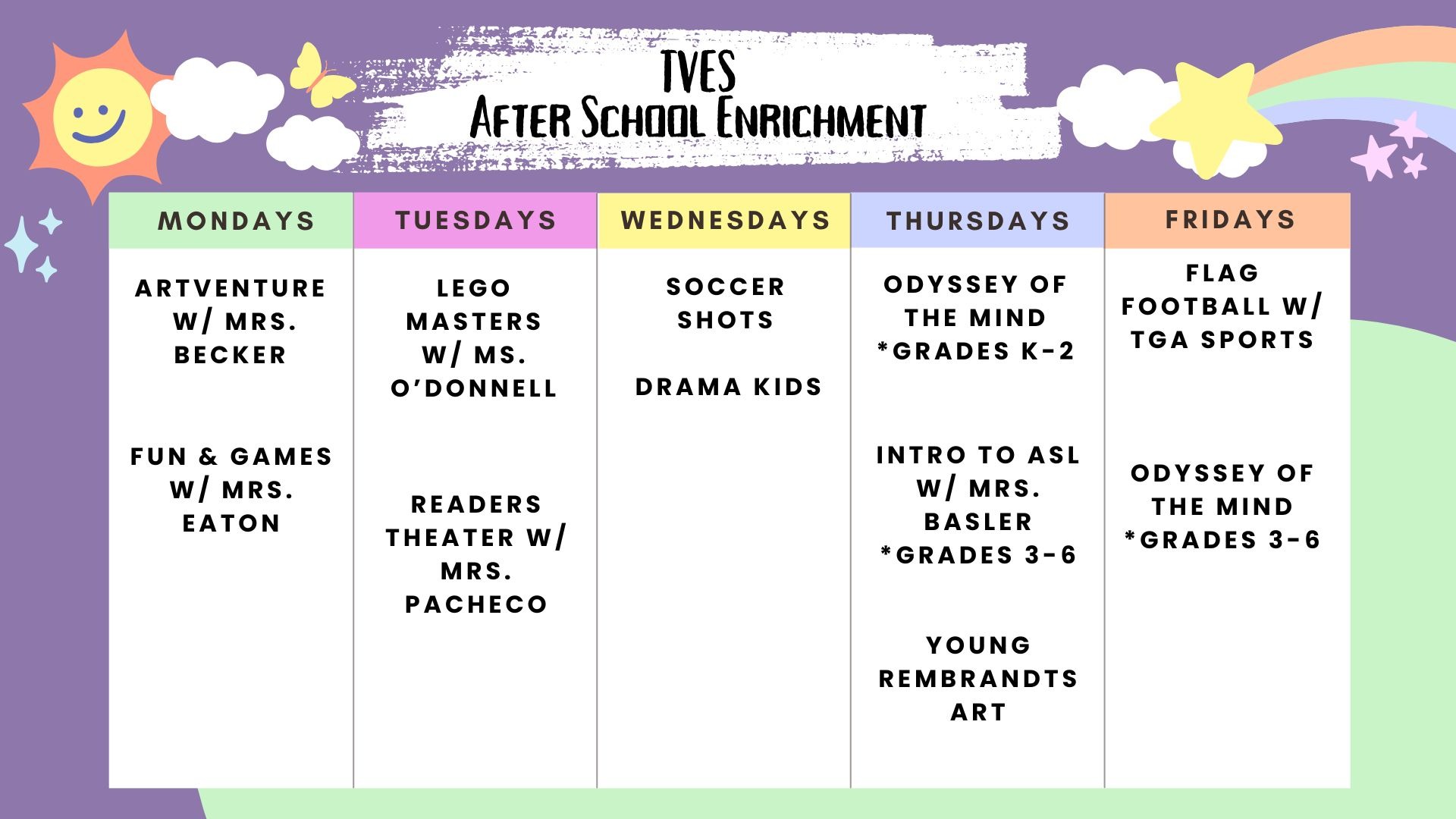 tves after school calendar
