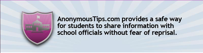 Anonymous Tips Com logo, promoting a safe platform for students to confidentially share information with school officials.