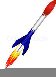 Cartoon-style icon of a rocket launching from the ground, set against a white background.