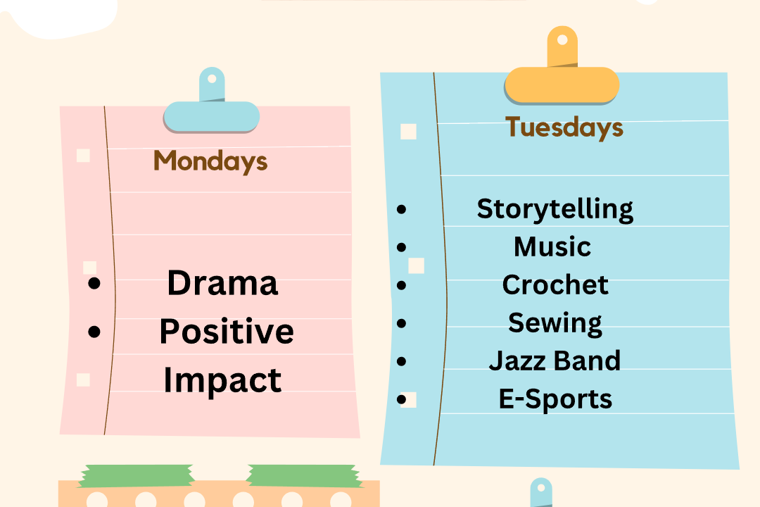 VMS clubs: Mondays & Tuesdays