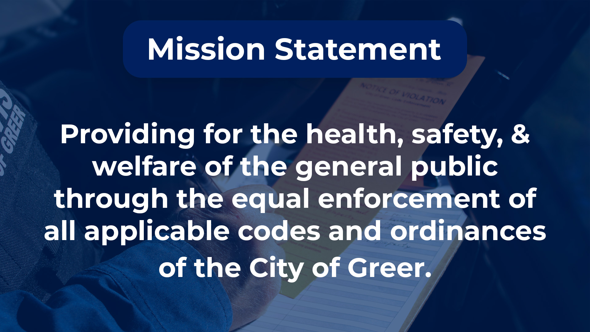 BDS Mission Statement - City of Greer