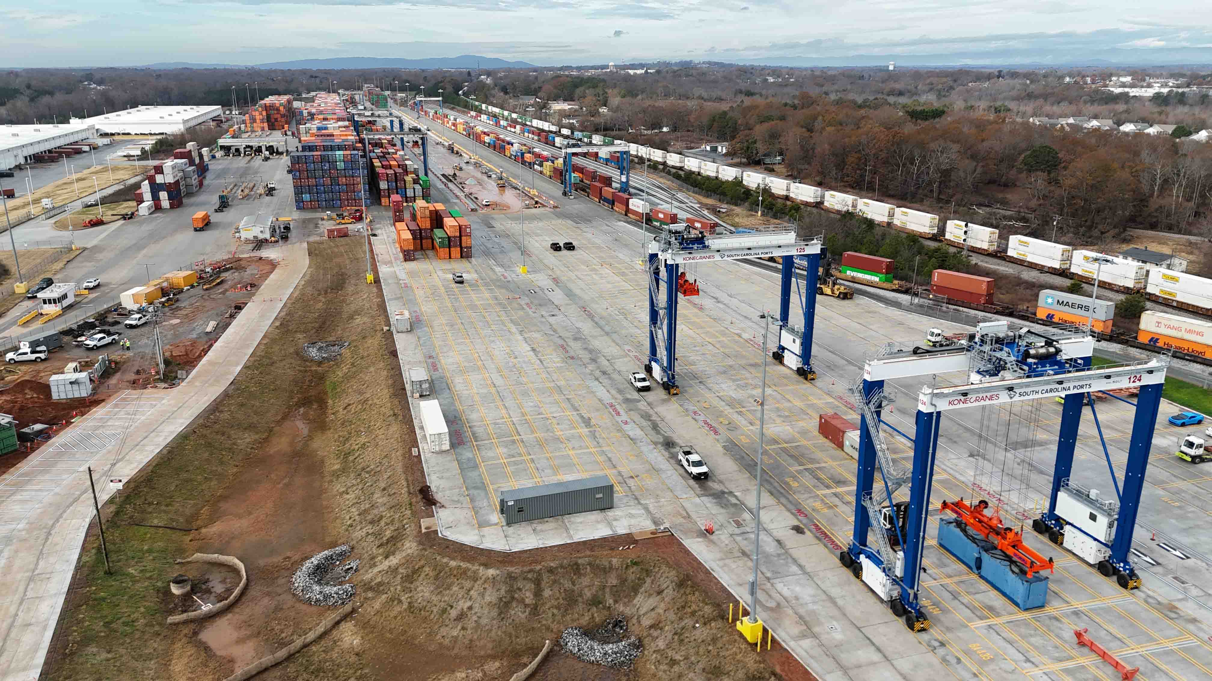 SC Inland Port drone shot showing port yard