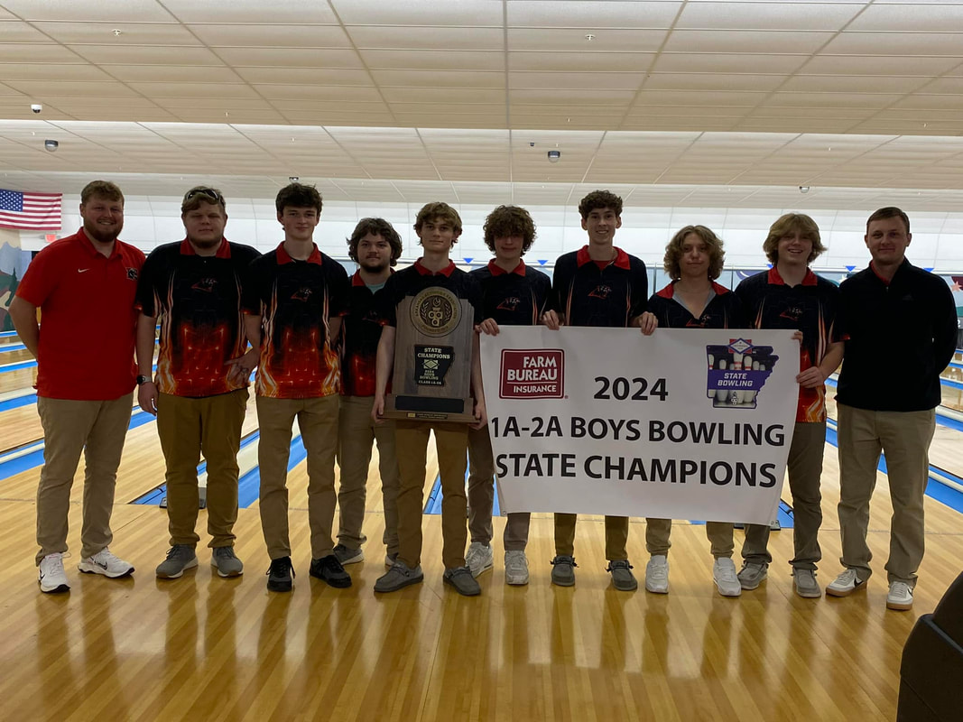 State 2A boys bowling champions with their trophy