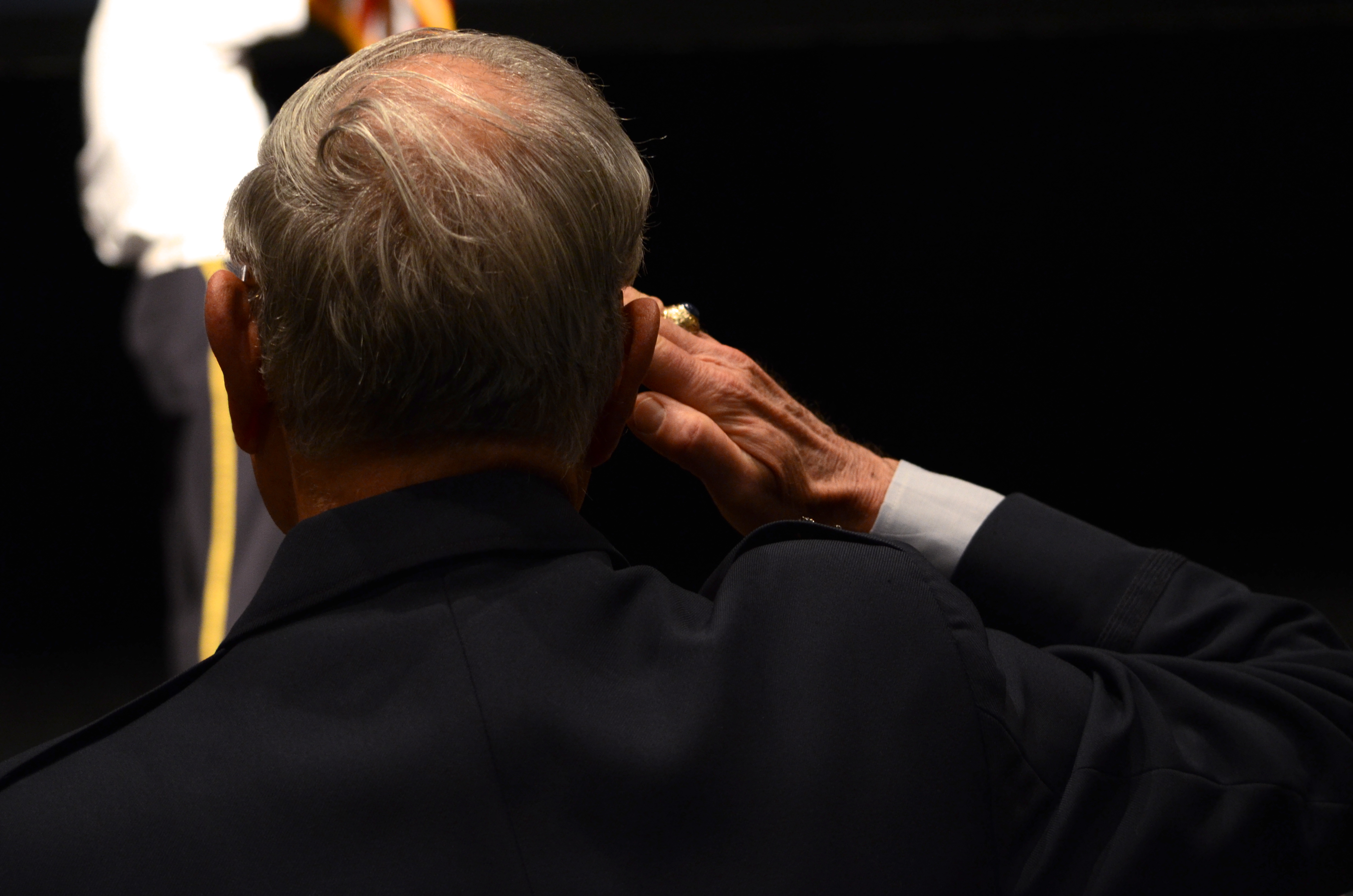 A veteran saluting