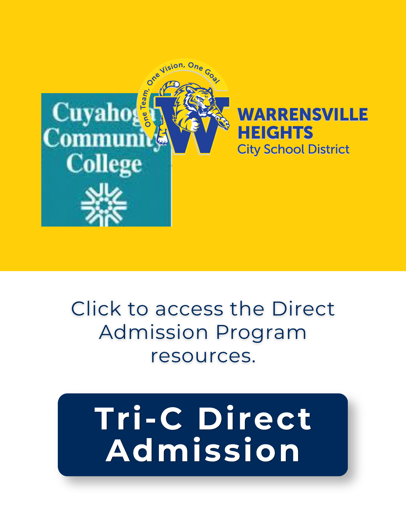 Tri-C Direct Admission button to apply