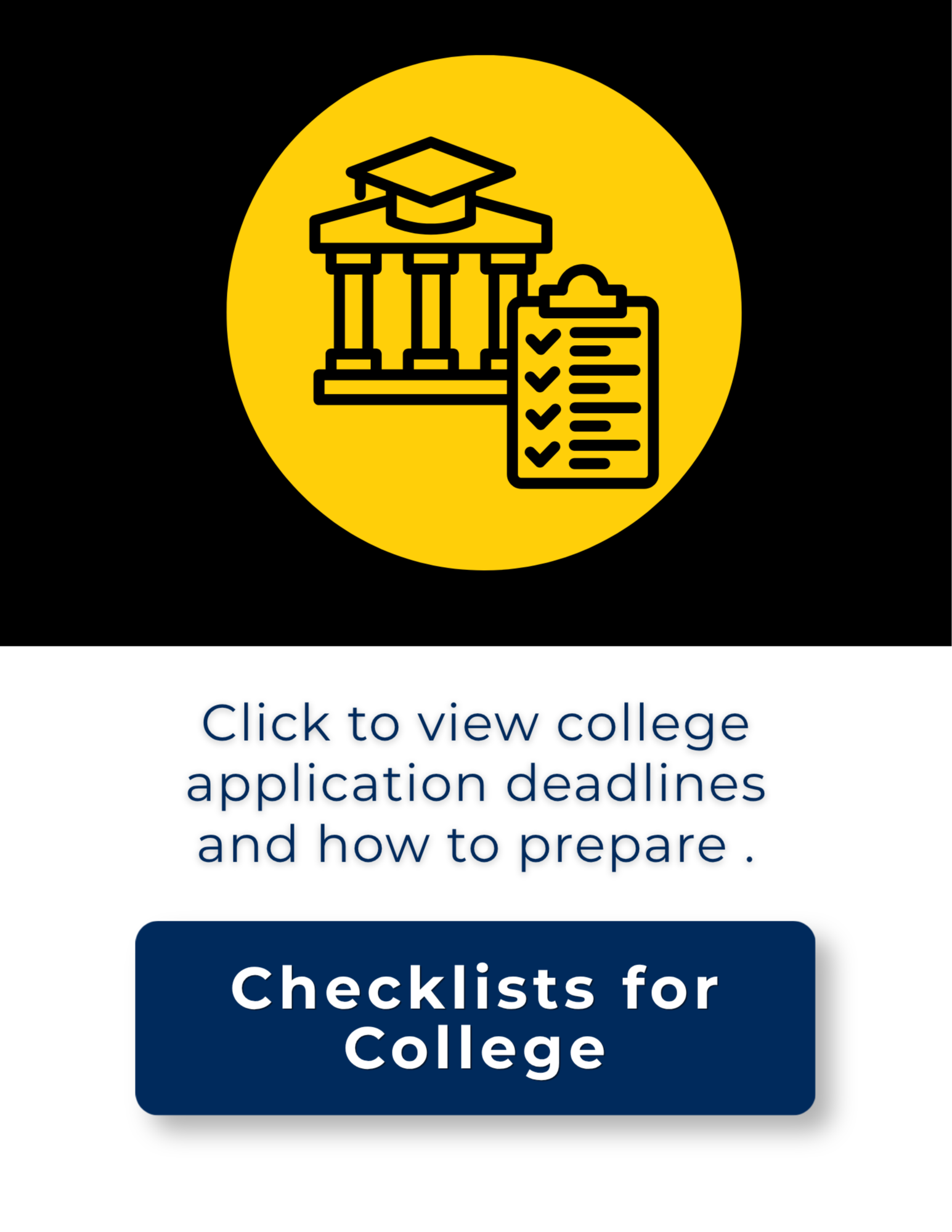 College prep resource button to websites and checklist