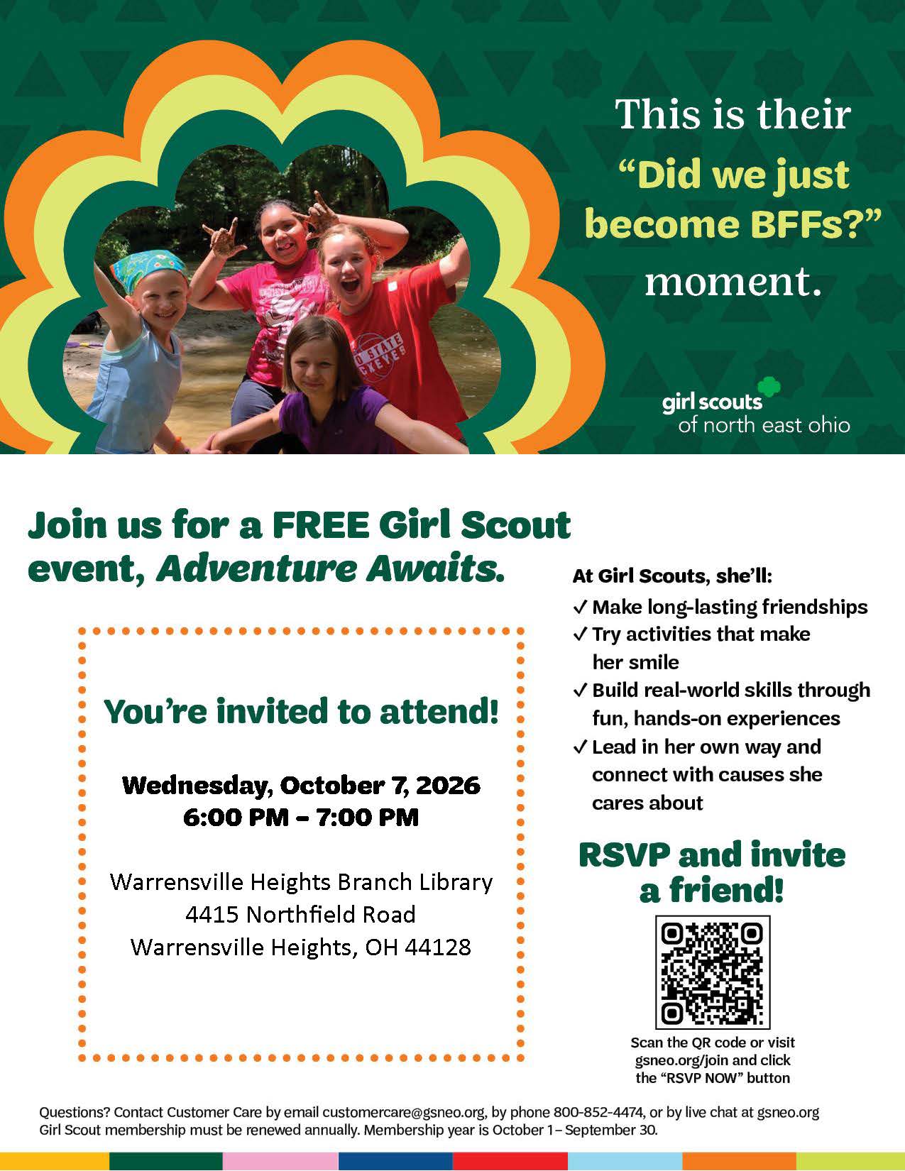 Girl Scouts of Northeast Ohio Meeting Flyer