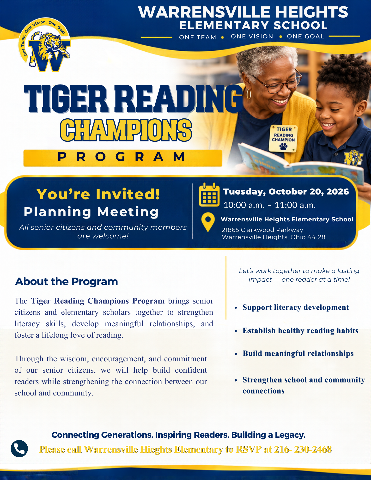 Tiger Reading Champions program flyer